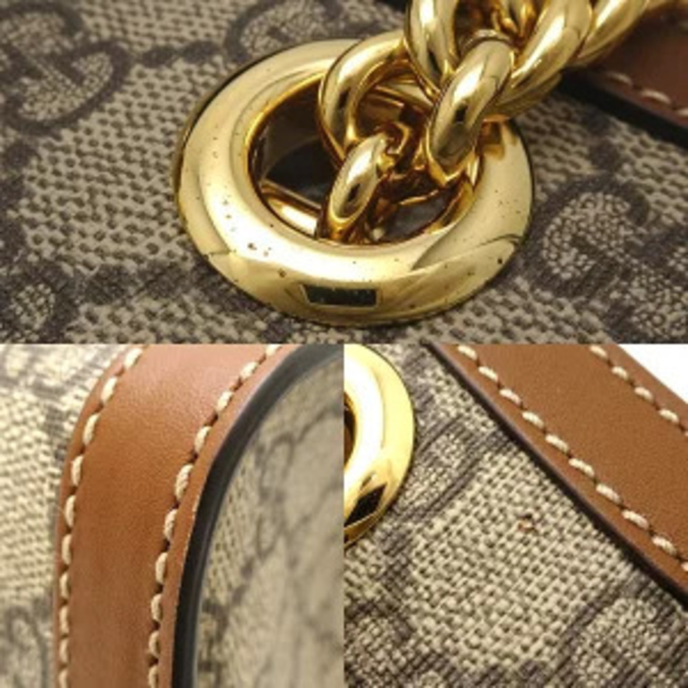 Gucci GG Shoulder Bag Padlock Supreme Canvas Leather Beige Ebony - Picture 4 of 8